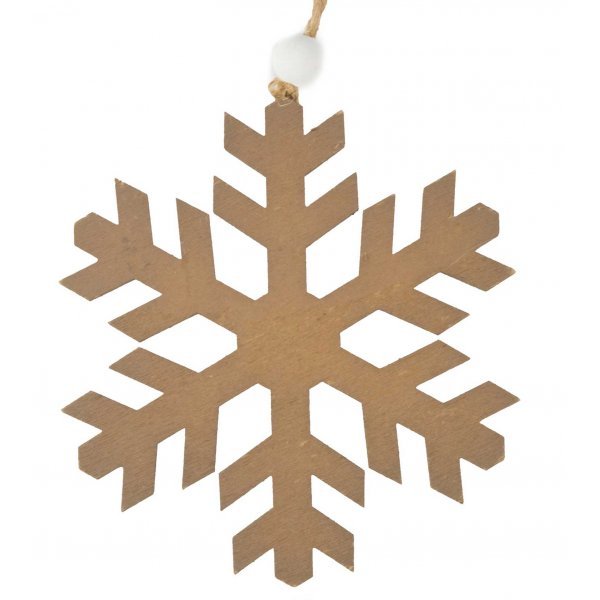 Χριστουγεννιάτικη Κρεμαστή Ξύλινη Χιονονιφάδα, Καφέ (9cm)